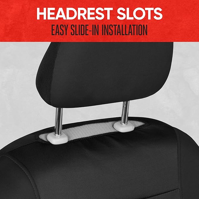 Motor Trend Black Cloth Car Seat Covers for Front Seats – Premium Automotive Bucket Seat Covers, Made for Vehicles with Removable Headrests, Interior Covers for Car Truck Van SUV