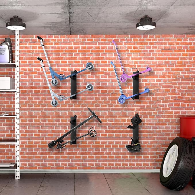 Scooter Wall Mount - Storage Rack for Garage 2pcs Scooter Hanger Holder for Adult/Toddler/Kids/Trick