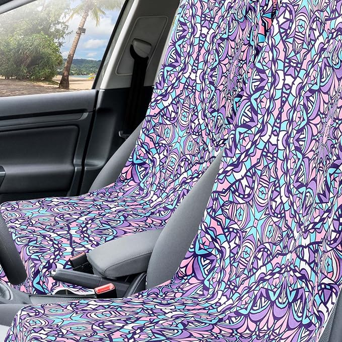 2 Pack Car Seat Towel Covers with Storage Bag 63 x 32 Inch Athletic Running Towel Seat Sweat Washable Non Slip Cover Gift for Car Outdoor Sport Activities (Retro Kaleidoscope)