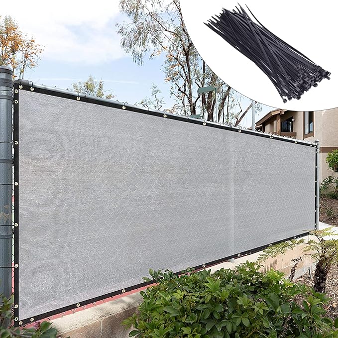 Royal Shade Custom Size 5' x 5' Grey Fence Privacy Screen Windscreen Cover Netting Mesh Fabric Cloth - Cable Zip Ties Included (We Make Custom Size)