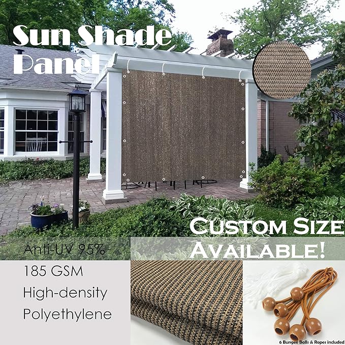 Alion Home Sun Shade Privacy Panel with Grommets and Hems on 4 Sides for Patio, Awning, Window, Pergola or Gazebo - Mocha Brown (8' X 18')