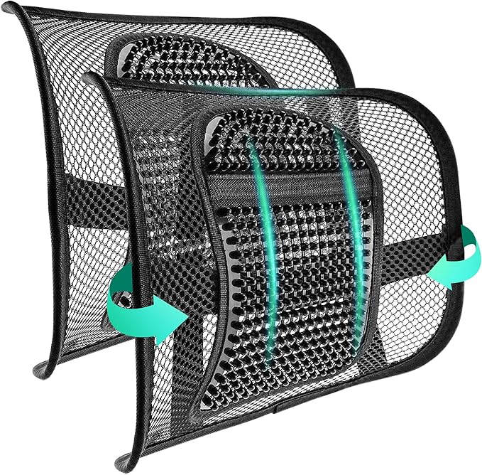 Samyoung 2 Pack Mesh Back Lumbar Support, Back Support Seat Cushion with Breathable Mesh for Office Chairs Car 12” x 16”