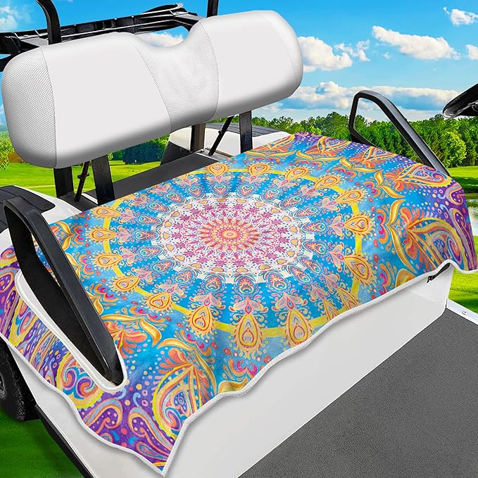 ENYORSE Golf Cart Seat Covers - Ethnic Style Golf Cart Towel Blanket for 2/4 Seater, Soft & Breathable Microfiber, Keeps Seats Cool & Comfortable, 51”x31”, Fits EZGO/Yamaha/Club Car