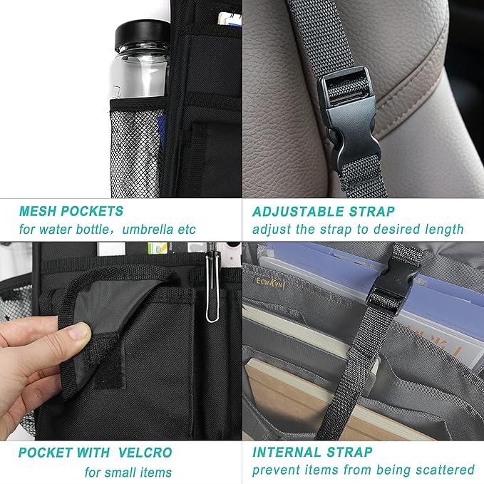 Car Seat Organizer with Tablet & Laptop Storage – Multipurpose Front & Backseat Organizer with Cup Holder, Adjustable Strap & Durable Buckles – Ideal for All Trucks,Suv,Vans