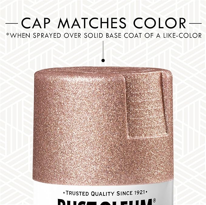 Rust-Oleum 344697 Specialty Glitter Spray Paint, 10.25 Oz, Rose Gold, (Pack of 1)