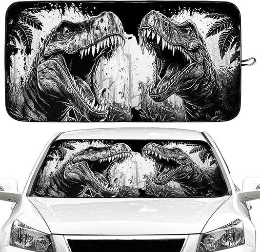 Dinosaur Car Windshield Sun Shade Foldable Sunshade Front Window Cover Sun Visor Protector Accessories (59x27.5 inches)