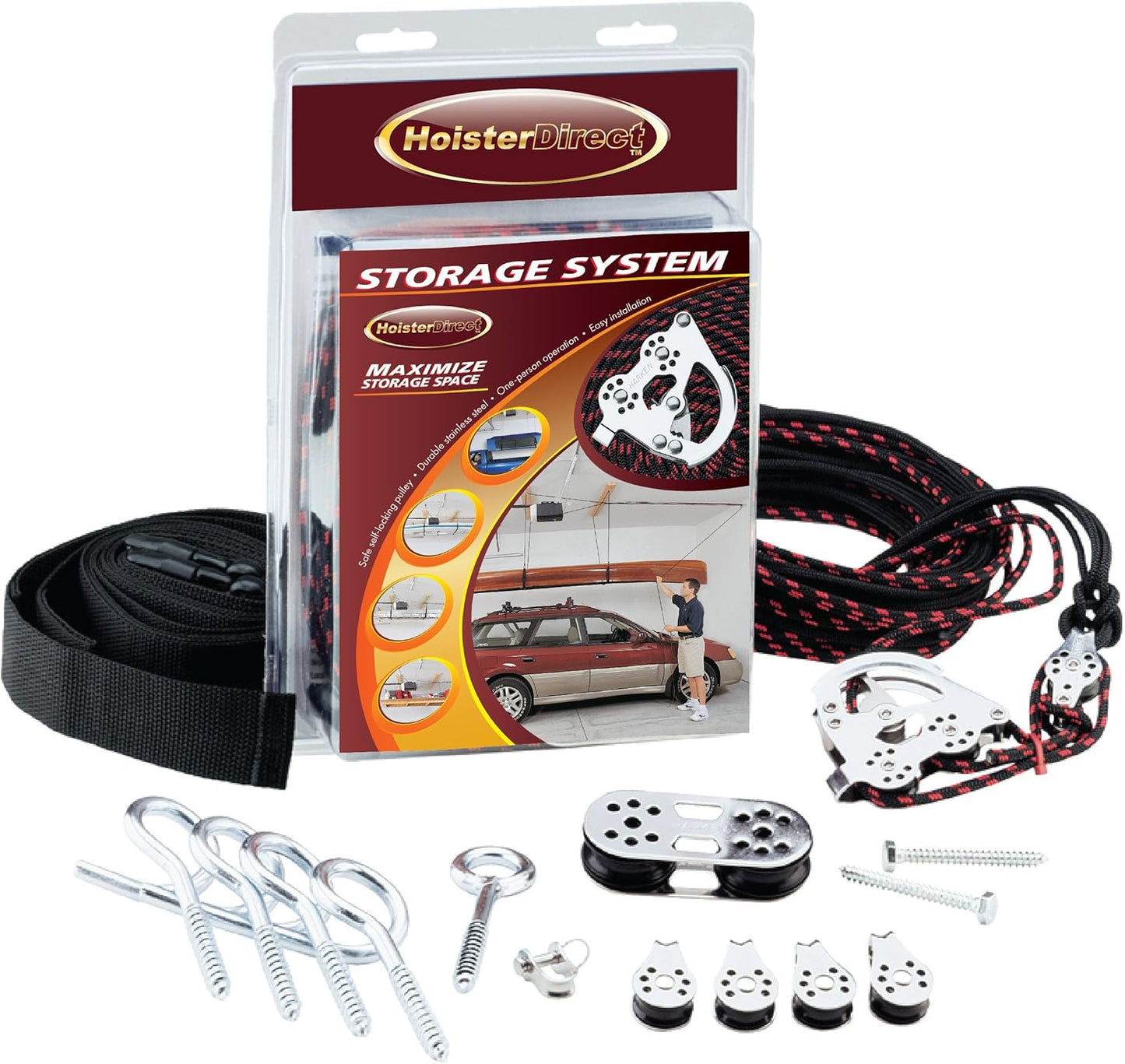 Hoister Direct- Jeep Hardtop Overhead Garage Storage Hoist for Jeep Wrangler, Gladiator, Ford Bronco, Self-Leveling, Safe Anti-Drop System, Easy One-Person Operation, 45-145lb Capacity -7803.Jeep
