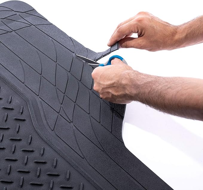 FH Group 3 Row Climaproof™ Trimmable Non-Slip Vinyl Floor Mats with Cargo Liner- Universal Fit for Cars Trucks and SUVs (Black) F11306-F16401
