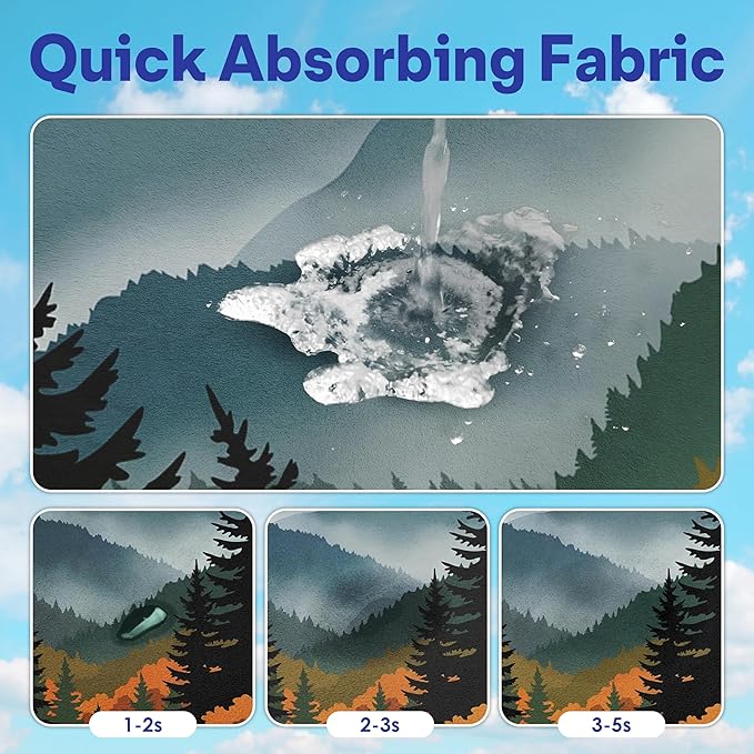 2 Pack Car Seat Towel Covers, Sweat Protector for Front Seats, Premium Thickened Microfiber with National Park Geyser Landscape, Breathable & Quick Dry, Slip-on Headrest Pocket for Gym, Beach, Running
