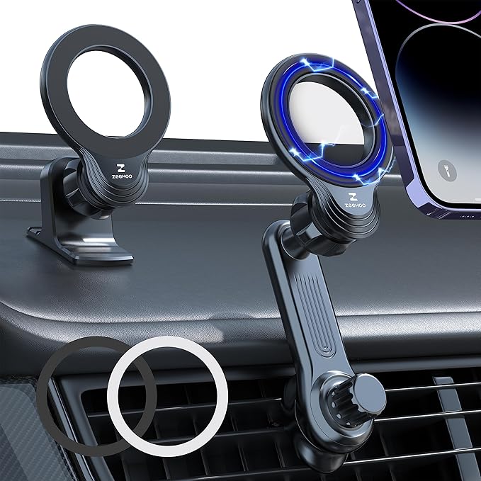 ZEEHOO Compatible with MagSafe Car Mount, Magnetic Phone Holder for Car [12 Strongest Magnets], Magnetic Car Vent Phone Mount [Non-Blocking&360 Rotation] for iPhone 15 14 13 12 Pro Max Mini