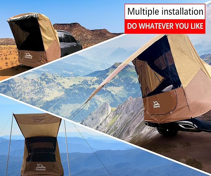 Hasika SUV Tailgate Tent - 2 Person Car Camping Awning, 3000mm Waterproof & UPF 50+ -Portable Hatchback Tent for Couples & Pet Owners, 2-Min Setup Road Trip Essentials Yellow