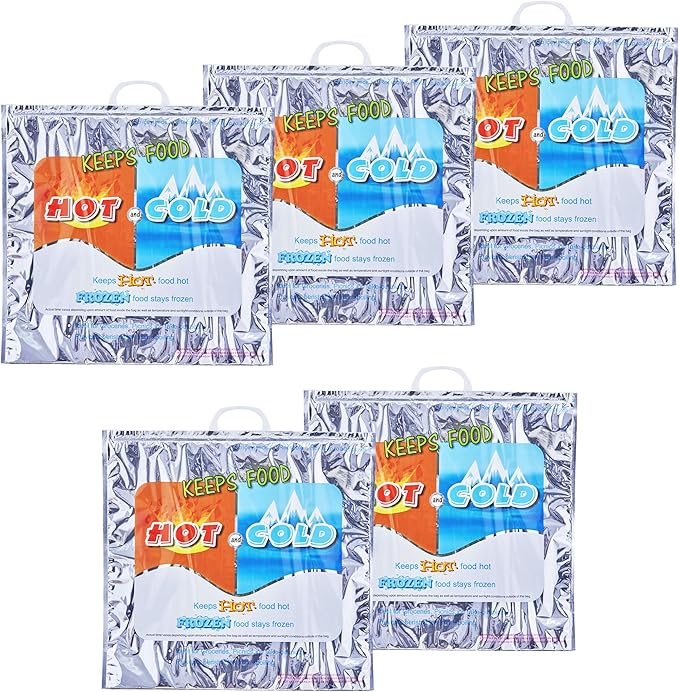 Superio Hot and Cold Insulated Bags for Food Delivery, Grocery Shopping Bags, Food Storage for Hot and Frozen Food for Travel, Disposable Cooler Bag, Reinforced Thermal Lunch Bag (5, 20" x 19")