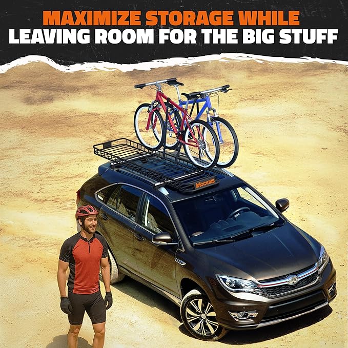 Mockins 85"x24"x4" Extendable Skinny Roof Rack Cargo Carrier w/ 20 CuFt Soft-Shell Rooftop Cargo Bag for Top of Car | 250 Lbs Cap Weatherproof Narrow Car Top Carrier Set w/Straps, Lock, & Carry Case