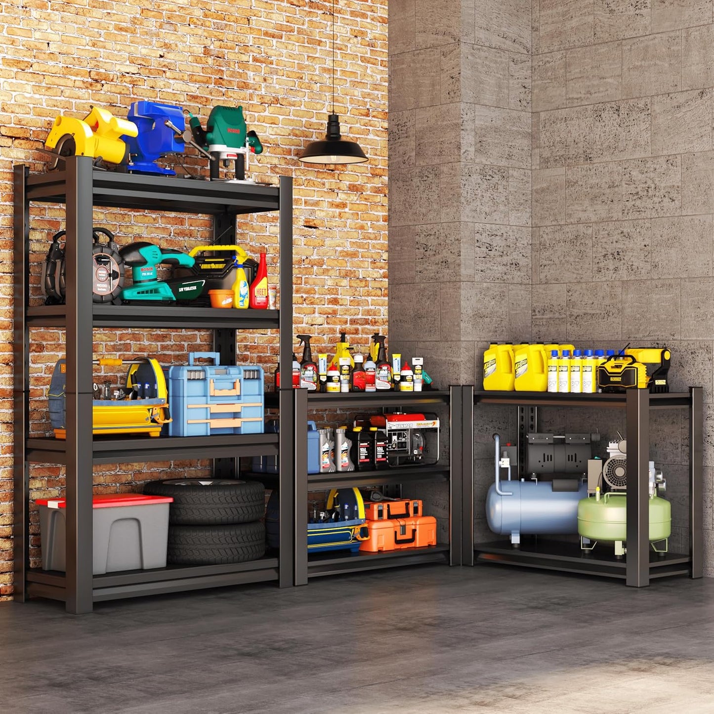 Metal Garage Shelving Unit, Heavy Duty 4-Tier Adjustable Storage Rack, Steel Shelving,2000 lbs Capacity, Industrial Shelves for Heavy Tools and Equipment (4-Tier 63" H x 36" W x 16" D)