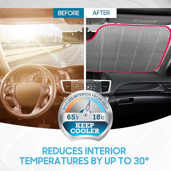 BDK Fresh Watermelons Front Windshield Sunshade Accordion Folding Style Auto Shade for Car Truck SUV Van Blocks UV Rays Sun Visor Protector Easy Setup Keeps Your Vehicle Cool - 58 x 27 inches