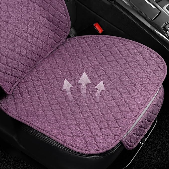 2 Pack Linen Front Car Seat Covers Universal Car Seat Pad Protectors Vehicle Cover Automotive Seat Protectors for Cars Trucks SUV (2Pack Purple)