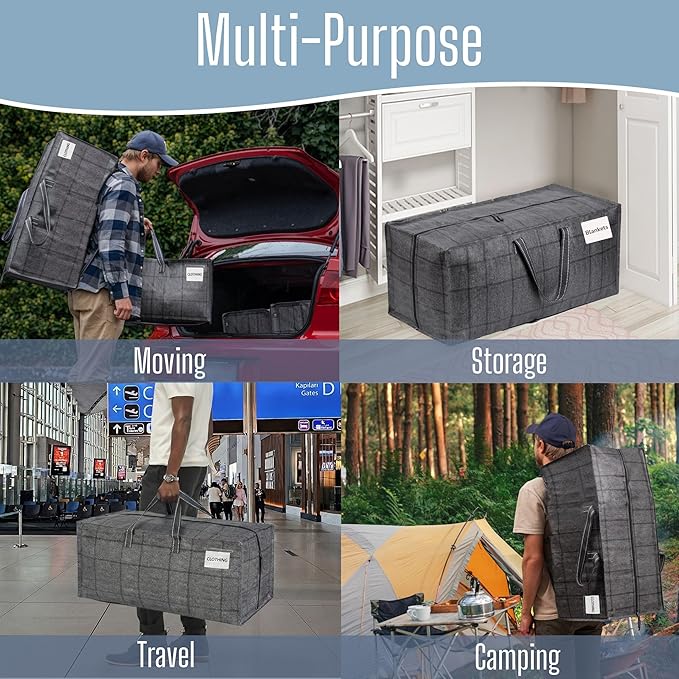 VENO 4 Pack Heavy Duty Moving Bags with Backpack Straps, Zippers & Handles, Extra Large Packing Bags for College Dorm Essentials, Moving Supplies Alternative to Cardboard Moving Boxes