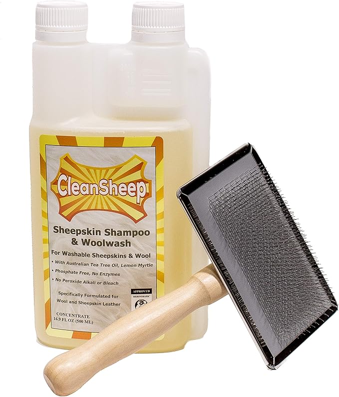 Sheepskin Cleaning Kit: Brush + Shampoo Bundle