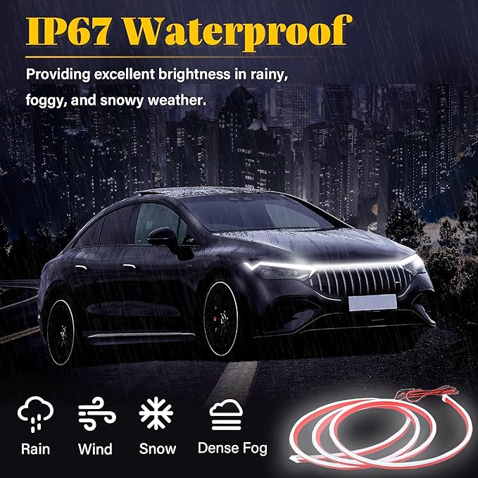 DIBMS 71" High Brightness Car Hood Gap LED Strip, LED Car Ambient Light, Dynamic Scan Activated Design, Daytime Driving Kits, Car Accessories Eclipse LED Lights (Red)