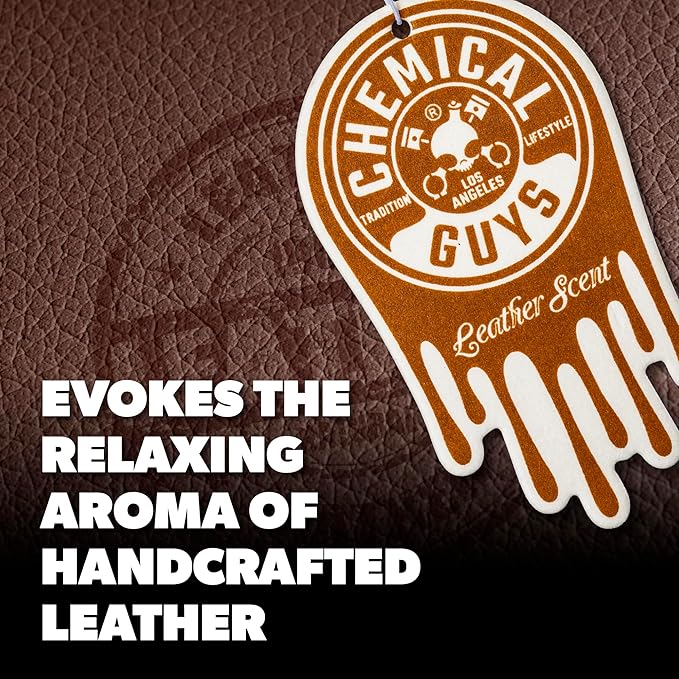 Chemical Guys Hanging Air Fresheners - Leather Scent for Cars, Trucks, SUVs, RVs, Home, Office, Work, Dorm Room, & More - 12 Pack - AIR40904