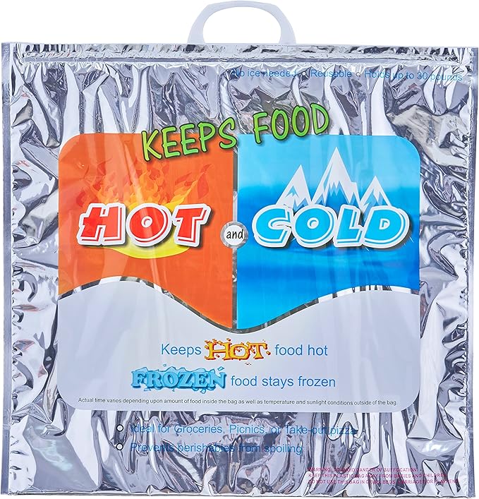 Superio Hot and Cold Insulated Bags for Food Delivery, Grocery Shopping Bags, Food Storage for Hot and Frozen Food for Travel, Disposable Cooler Bag, Reinforced Thermal Lunch Bag (6, 20" x 19")