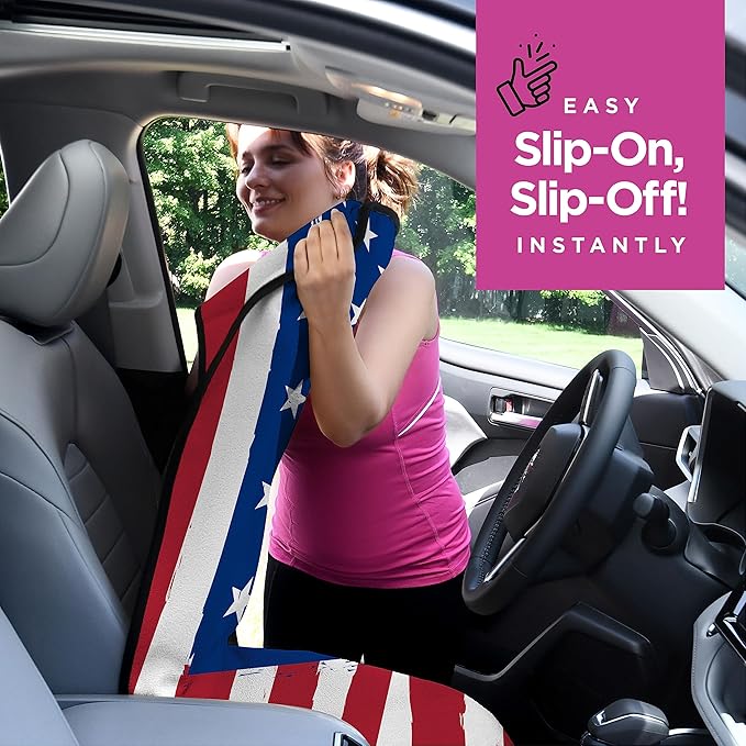 lebogner Waterproof Seat Cover, Sweating Towel for Post Gym Workout, Running, Swimming, and Beach, Universal Fit Anti-Slip Seat Protector for Cars, and Trucks, Machine Washable, American Flag Design