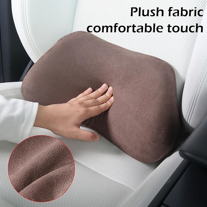 Lumbar Support Pillow for Car, Ergonomic Memory Foam Back Cushion for Driving, Seat Office Chair, Gaming Chair, Lower Back Support for Back Pain Relief, Brown, 1 Pack