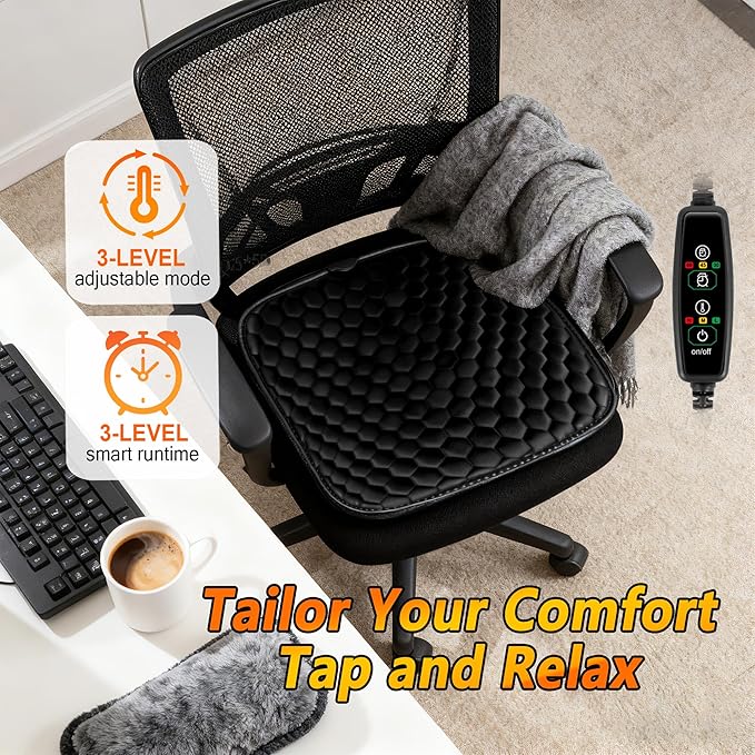 Soft Plush Seat Cushion, Comfortable Seat Cover with Full Back Support, Universal Fit Car SUV Truck RV Van (Black)