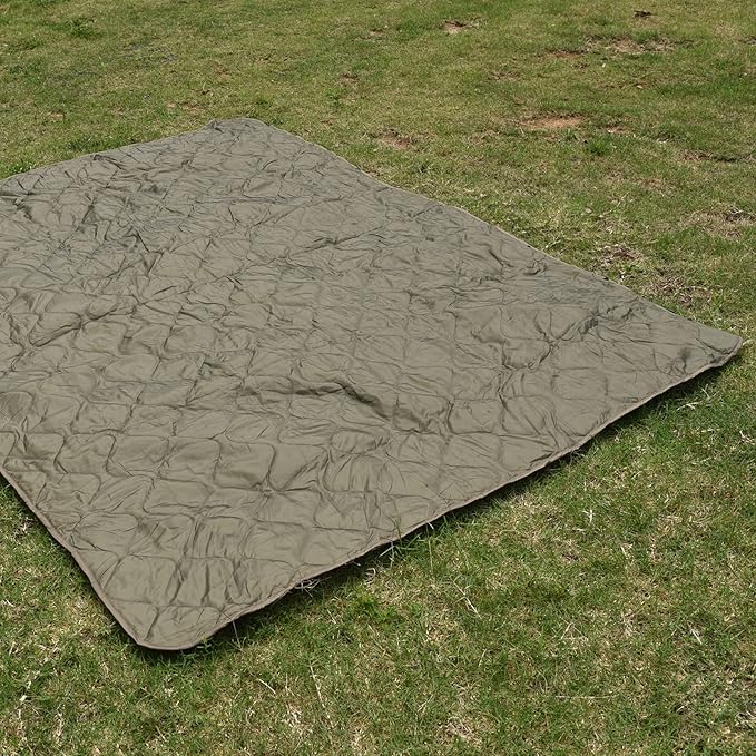 Military Poncho Liner 55”x 79” Camping Blanket Compact Waterproof for Travel Stadium Outdoor Camping