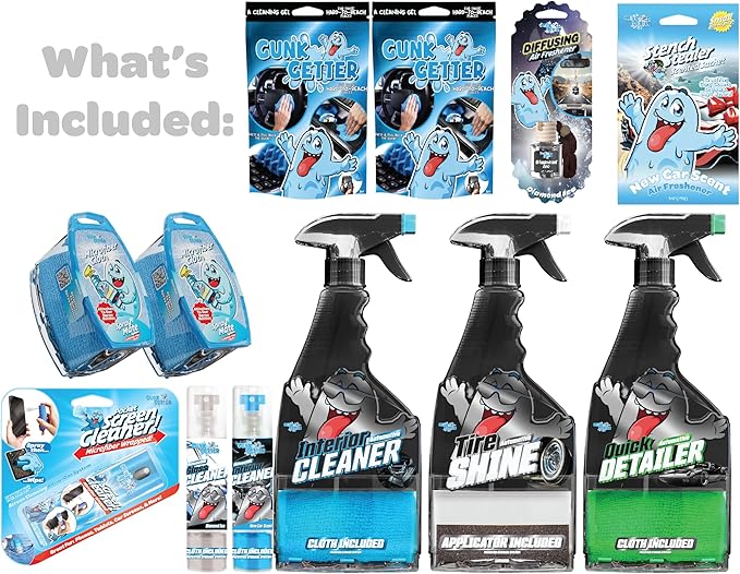 Car Cleaning Kit - Car Accessories for Interior and Exterior Cleaning, Glass Cleaner, Car Wipes, Auto Essentials