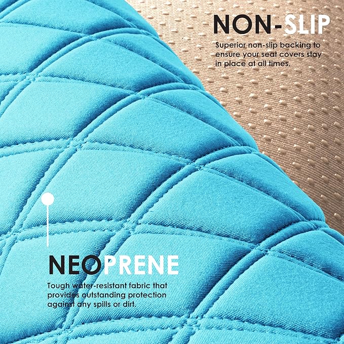 FH Group Car Seat Cushion Neosupreme Automotive Seat Cushions - Universal Fit, Rear Car Seat Cushion, Car Seat Cushions with Non-Slip Silicone Backing for SUV, Sedan, Van Rear Set Aqua