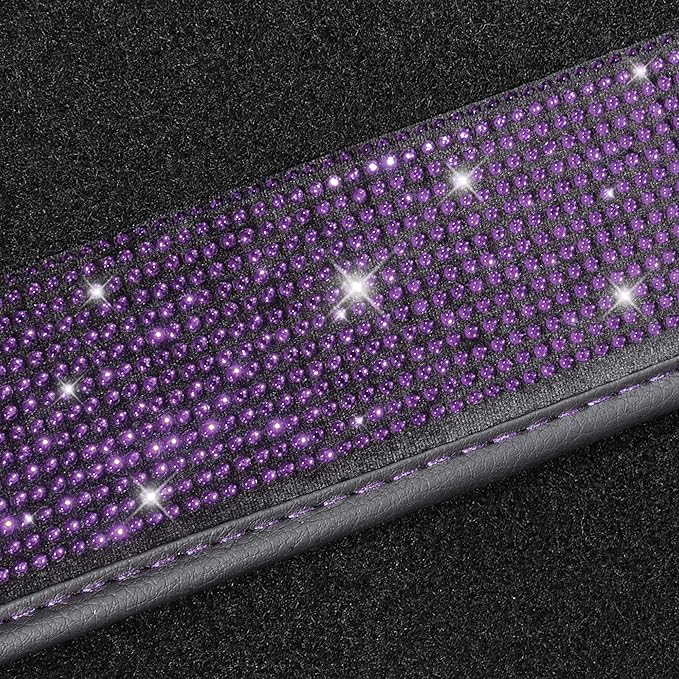 CAR PASS Bling Rhinestones Diamond Car Floor Mat, Crystal Sparkly Shining Glitter Carpet, Waterproof Anti-Slip PVC Heel Pad Universal Fit Interior Set SUV,Sedan,Van,4pcs Girl Women Men Violet Purple