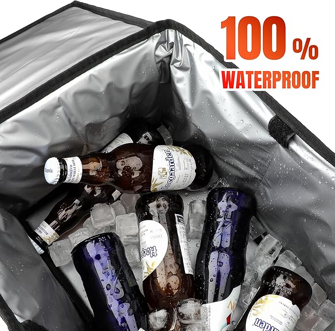 Waterproof Car Organizer with Lid, Car Cooler Bag with Cup Holder and Tissue Box