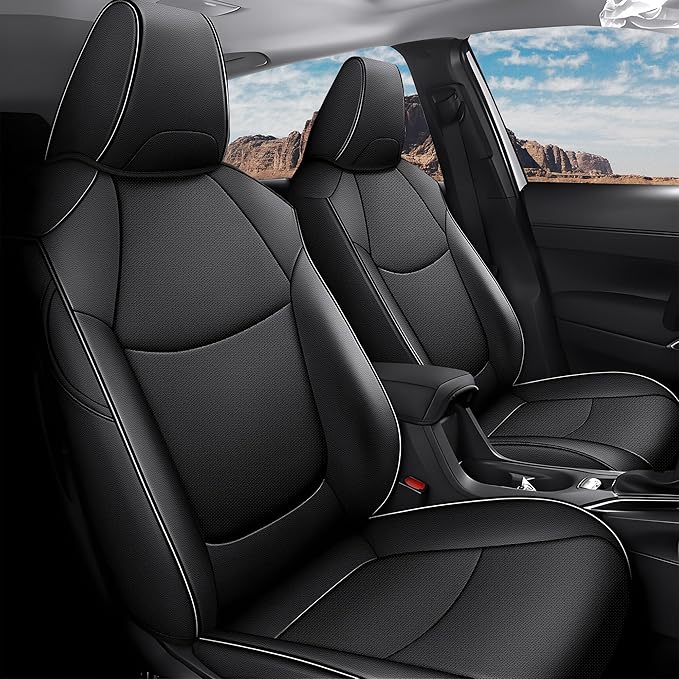 AOMSAZTO Custom Fit for Toyota Corolla LE 2023 2024 2025 2026 Faux Leather Car Seat Covers Full Set Compatible Airbag Car Seat Protector Black (Black, 2023-2026 Corolla LE)