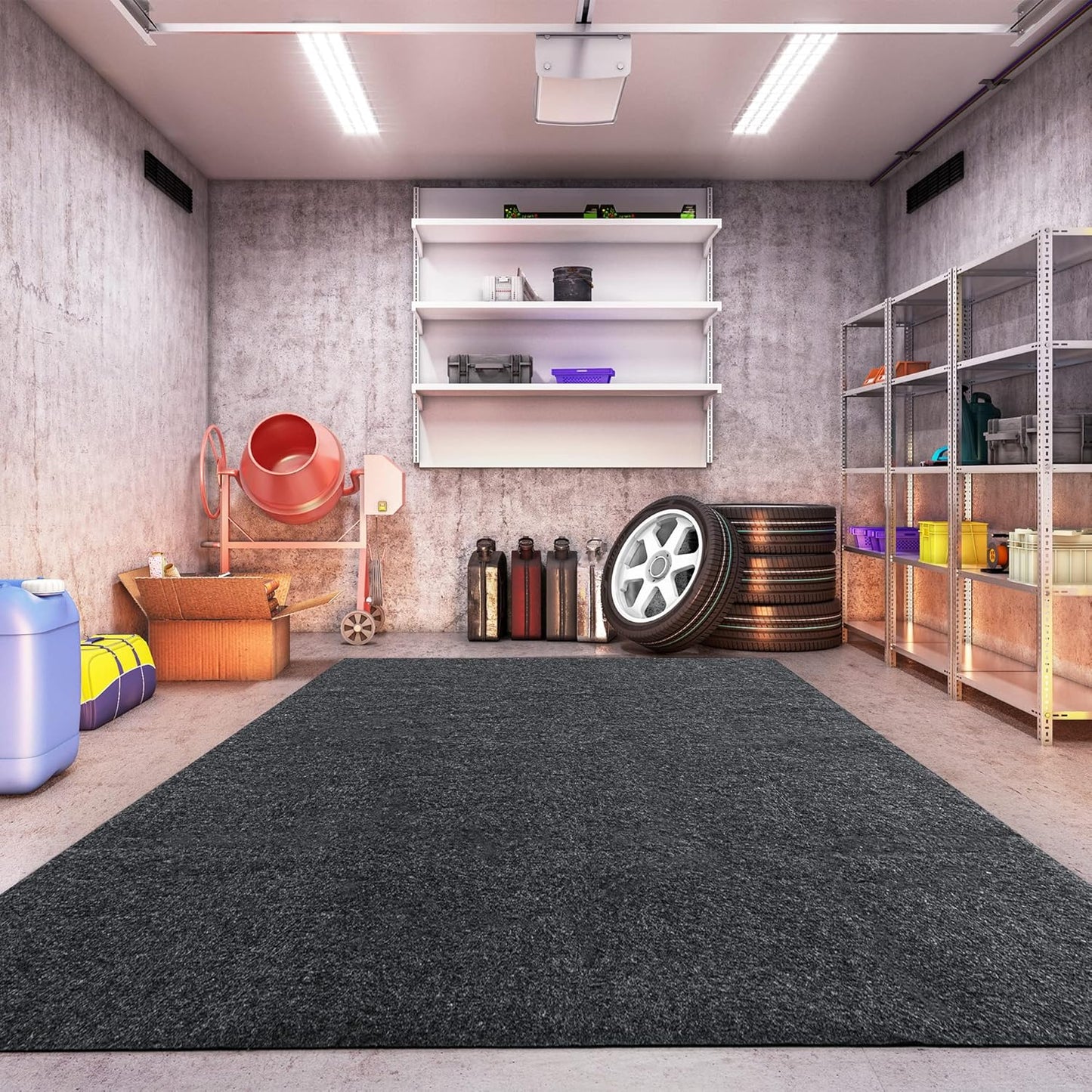 HOMBYS Garage Floor Mats for Under Car, Dark Grey Garage Flooring Rug, Motorcycle Oil Spill Mat, Absorbent Oil Garage Parking Mat 7'9"x18', Non Slip and Waterproof Backing