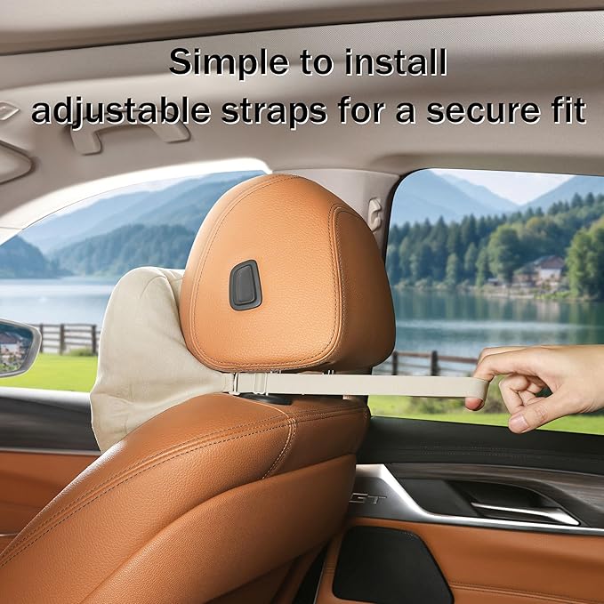 2pcs Car Neck Pillow for headrests,Support Drive Seats Head Cushion Pillows,Superfiber Suede,Plant-Based Polyester,Thickness & Height Adjustable,11.8x7.5,Inner Liner fillable(Off-White)