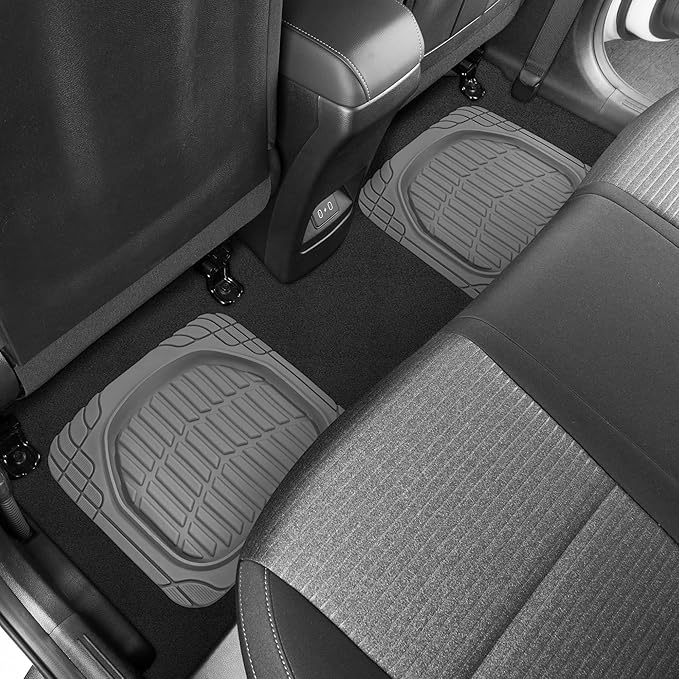 Motor Trend Front Floor Mats FlexTough Tortoise - Heavy Duty Rubber Floor Mats for Car SUV Van & Truck - All Weather Protection - Deep Dish Mats