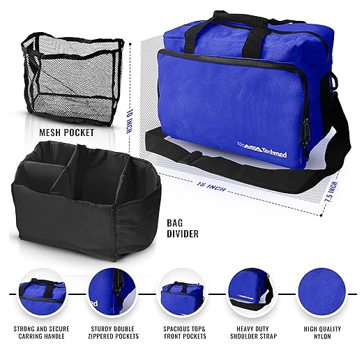 ASA TECHMED Nurse Essentials for Work Starter Kit, Stethoscope, Blood Pressure Monitor, Otoscope, Tuning Forks and More. 18 Pcs Doctor Kit, Nurse Gift (Blue)