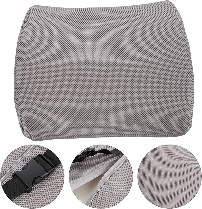 ABOOFAN Memory Foam Lumbar Support Cushion Car Seat Pad Lower Back Waist Pillow Office Chair Backrest Cushion Gray for Seasons Driving and Office Use