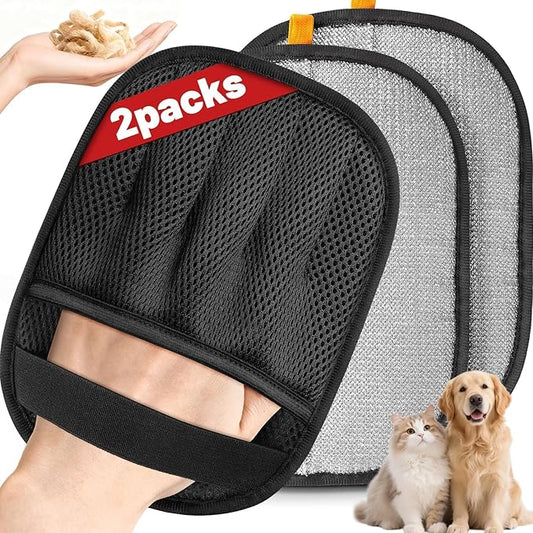 SmartTrends-2 Packs Pet Hair Removal Glove for Dogs & Cats, Five-Finger Ergonomic Grip Reusable & Washable Pet Hair Removal Tool, Lightweight Portable Dog Hair Remover for Couch, Carpet, Bed, Cloth