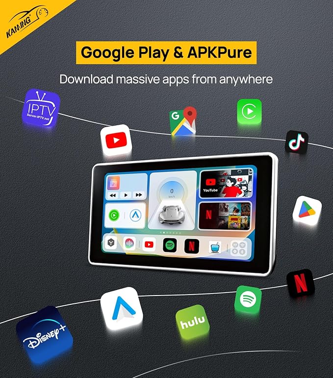 Wireless CarPlay Adapter, Android Auto Magic Box Build in Google Play, YouTube, Netflix, Live Sports and More! 4GB+64GB, 8Core Multimedia CarPlay Box with SIM, TF Card for OEM 2016 Wired CarPlay Cars