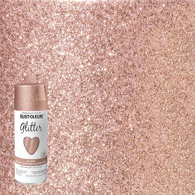 Rust-Oleum 344697-6PK Specialty Glitter Spray Paint, 10.25 Oz, Rose Gold, (Pack of 6)