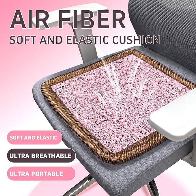 Gooo&Ma Orthopedic Seat Cushion, Breathable Chair Support Cushion for Car Office Wheelchair, Elastic Openwork Design (Pink)