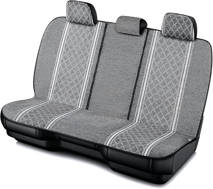 Road Comforts Baja Bench Seat Covers Grey Diamond Rear Blanket Seat Covers - Jacquard Fabric, Airbag Compatible, Universal Fits Car, Truck, SUV, and Vans