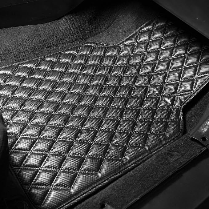 FH Group Floor Mats - Faux Leather Floor Mats for Cars, Universal Fit Automotive Floor Mats, All Purpose Car Floor Mats, PU Leather Protector Mat for Most Sedan, SUV, Truck Floor Mats Brown
