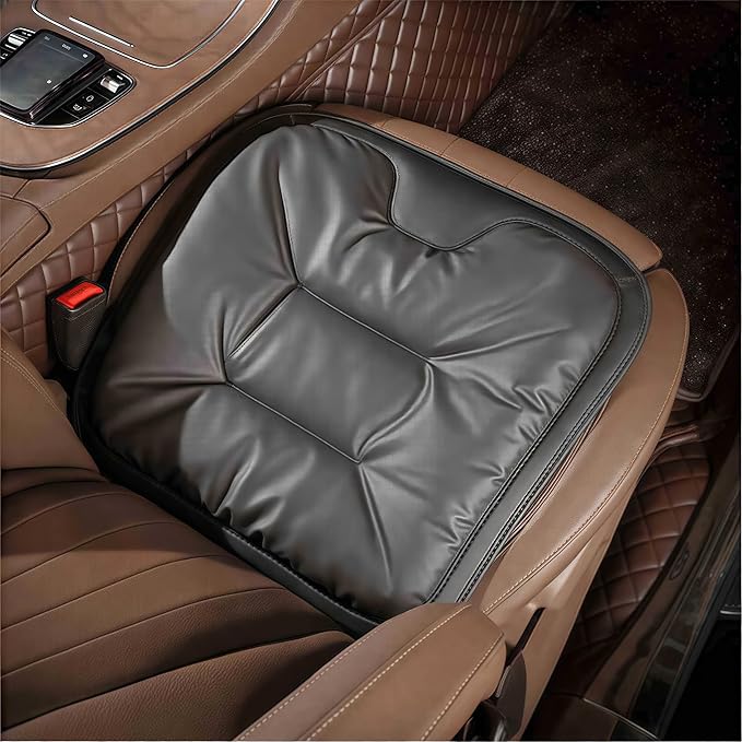 2026 New Skin-Friendly & Dirt-Repellent Leather Seat Cushions, Ergonomic Memory Foam Lumbar Support, Non-Slip Breathable Cover, Removable Washable, Ideal for Drivers & Office Long Sitting (black)