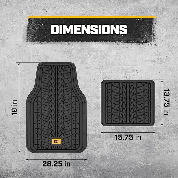 Cat® ToughTread™ Front & Rear Full Set of Floor Mats for Cars - All-Weather Heavy-Duty Trimmable Universal Fit Rubber Mat Truck & Car Accessories - Automotive Floor Mats for SUVs Car Interior