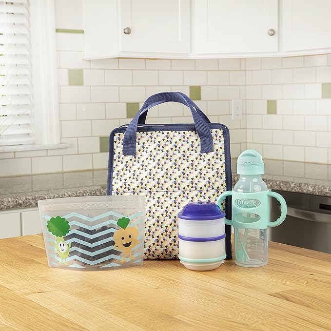 Dr. Brown’s Fold & Freeze Bottle Tote, Breastfeeding Essential Cooler Bag, 6 Baby Bottles Milk Storage - Multicolor
