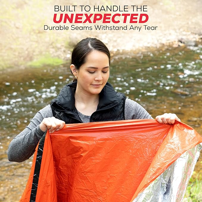 Emergency Sleeping Bag for Survival Gear and Supplies Life Bivy Sack Waterproof Mylar Emergency Blankets for Survival Kit Car Camping Gear Hiking Tac Bivvy Go Bags Supplies Sleep Sacks Shelter