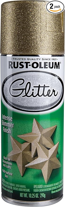 Rust-Oleum 267689-2PK Specialty Glitter Spray Paint, Gold, 2 Piece